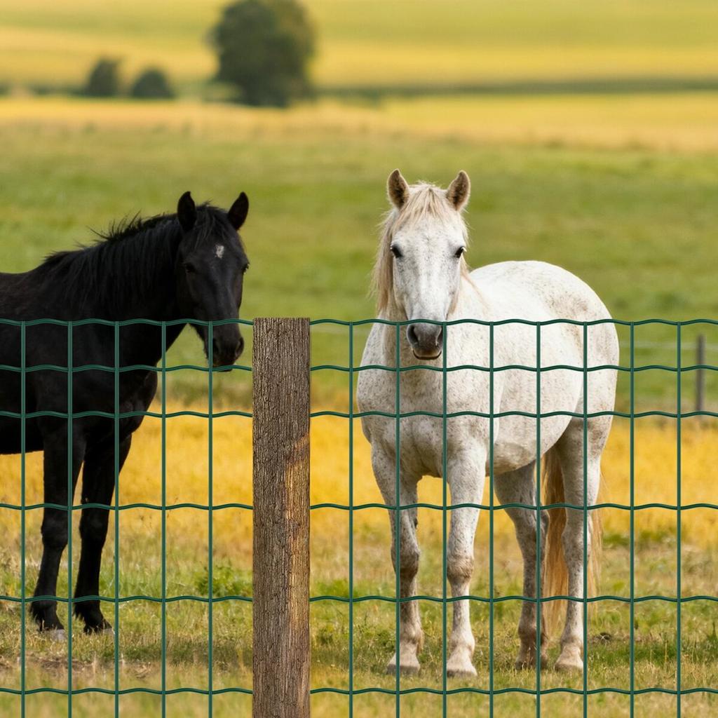 Farm Fence, 1.2 x 25 m, 2 x 4 in Mesh 2.1mm Galvanized Steel Wire Fencing for Cattle, Hog & Sheep, Heavy Duty Vinyl Coated Livestock Fence for Animal