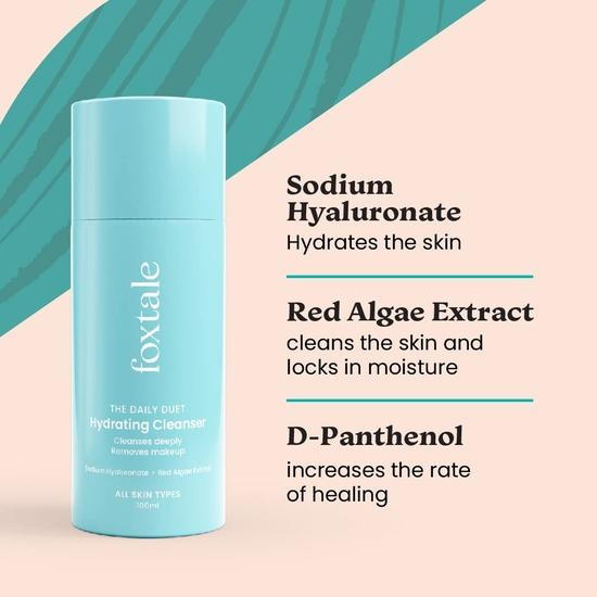 Увлажняющее средство для умывания лица Foxtale (Пакет из 3) с гиалуроновой кислотой, витамином B5 для женщин, мужчин | Очищение пор | Контроль загрязнений - 100 мл
