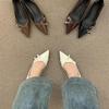 Belt Buckle Small Heel High Heels 2025 Spring and Summer New Pointed Light Mouth Thick Heel Comfortable Low Heel Soft Leather Shoes