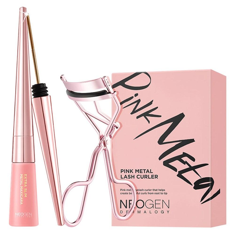 NEOGEN Набор металлических щипцов для завивки ресниц Extra Slim Metal Maxi Mascara Black & Pink, черный, 1 комплект