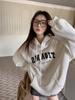 Ladies Velvet Printed Hoodie for Female Students Oversize Loose Casual Hooded Sweatshirt for Autumn Winter New
