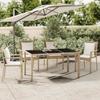 VidaXL Garden Table Glass Top Woven Resin Tempered Glass 319553