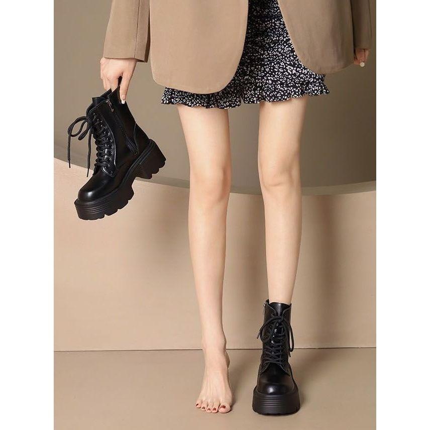 Женские ботинки Мартин 2025 осень и зима новые британские короткие ботинки весна и осень на высокой толстой подошве толстый каблук нескользящие красивые женские ботинки