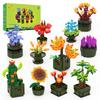 JMBricklayer Flower Succulent Building Blocks Set for Adults 10001 12 Pack Plant Collection Small Plant Building Blocks Flower Bonsai Model Room Home