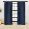 WONTEX Linen Blackout Level 1 Light UV Drape Thermal Cold Simple and Navy 100cm Wide X 150cm Set of 2 Curtains, Blocking, Protection, Curtains,