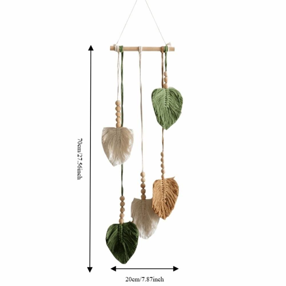 Handmade Wall Art Leaf Tapestry Tassel Wall Hanging Pendant Vintage Handwoven Tapestry Home Decor