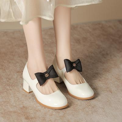 Женские туфли Мэри Джейн, новые весенние модные универсальные туфли в британском стиле с круглым носком и неглубоким горлом, женские одинарные туфли