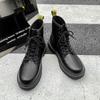 Мужские универсальные ботинки Мартин из черной кожи в корейском стиле с бархатом, повседневная хлопковая обувь для подростков