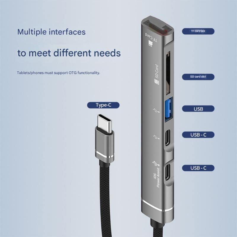 Портативные USB C и USB A адаптеры для карт TF/SD, многопортовые хабы, быстрая передача данных, OTG для ноутбуков, планшетов