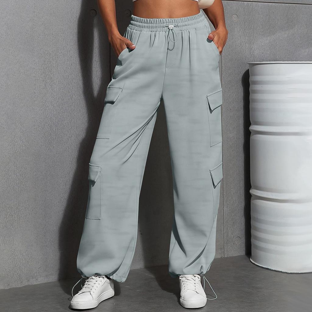 Women's Fashion Sport Solid Color Pocket Casual Sweatpants Pants