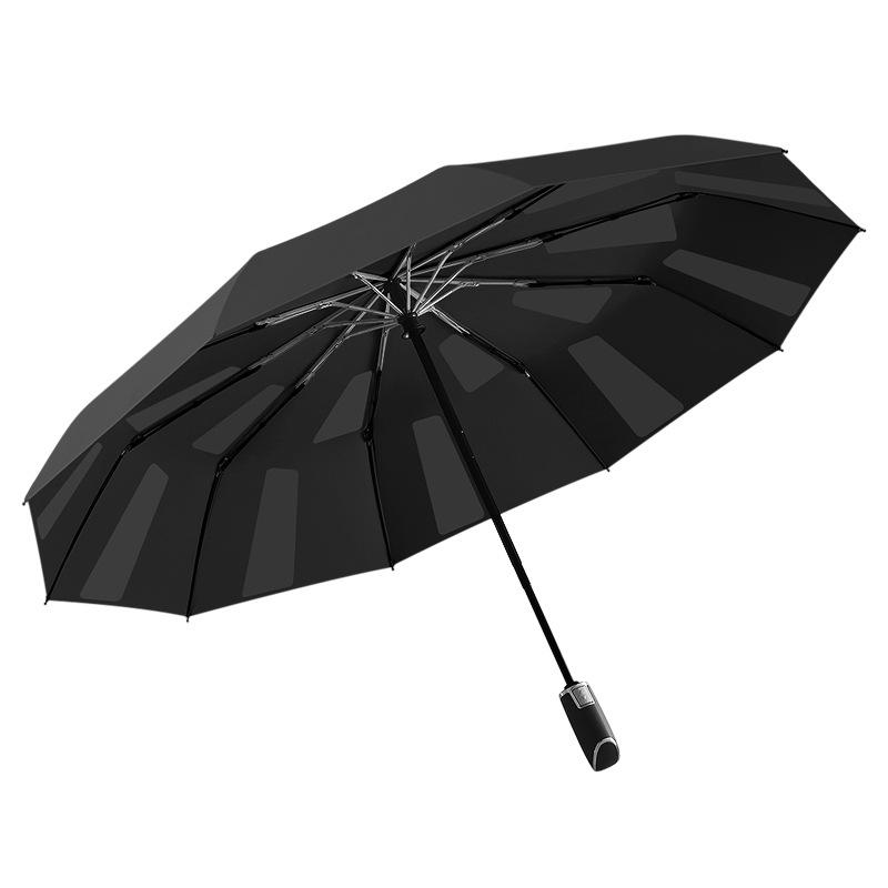 New Three-fold 10-bone Automatic Umbrella, No-folding Umbrella, Wind-resistant Large Men's Easy-to-collect Umbrella