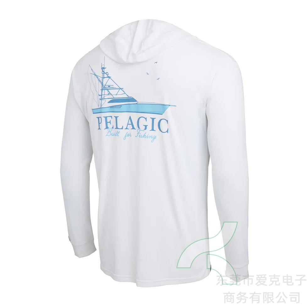 Pelagic Hooded Fishing Suit Men's Summer Sunscreen Quick-Drying Fishing Shirt Outdoor Sportswear Breathable Top