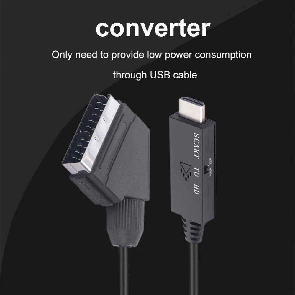 1M Переключатель Конвертер Scart в HDMI-совместимый 1080P Видео Конвертер Адаптер DC 5V Micro USB Кабель Аксессуары для Приставки