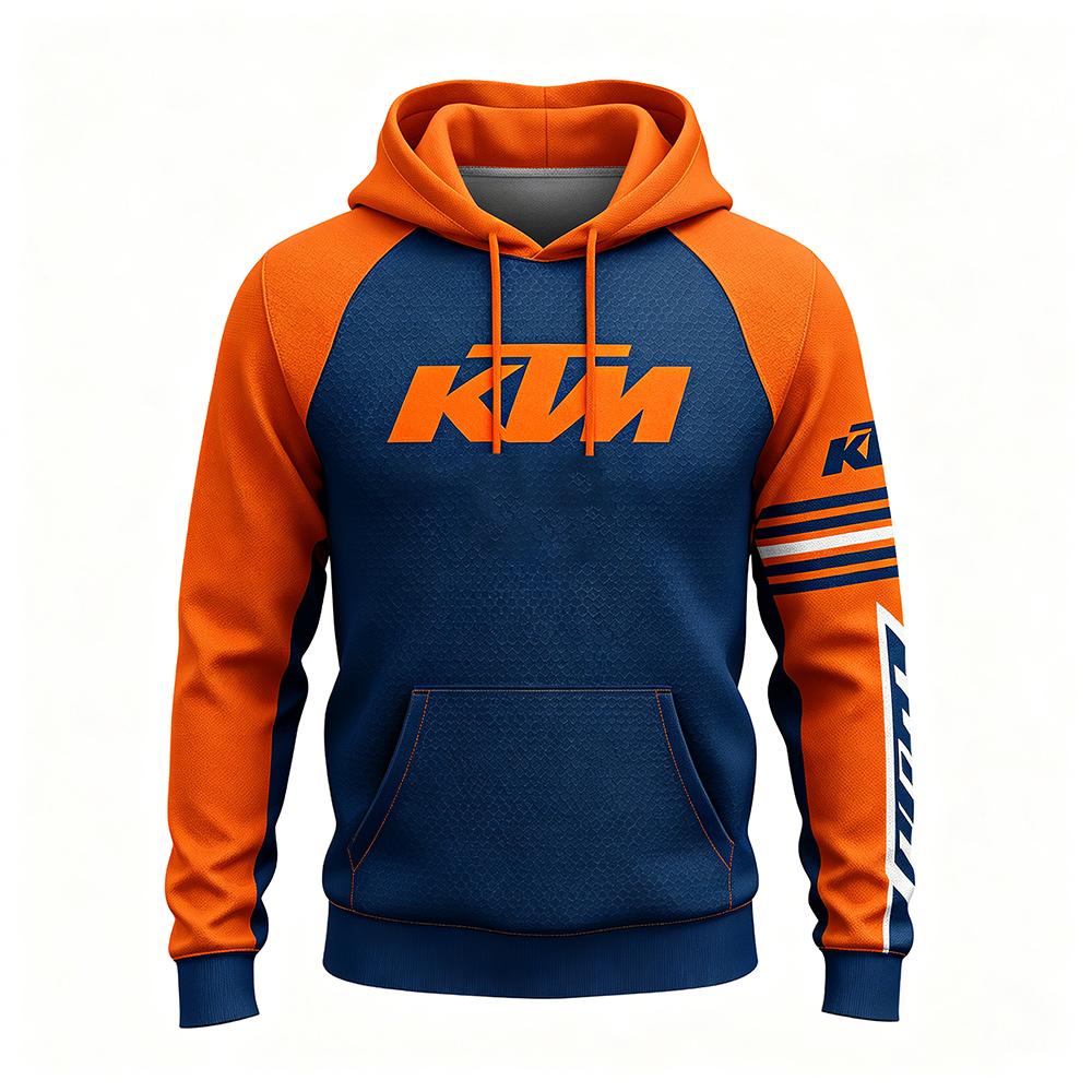 KTM Худи в гоночном стиле для мужчин и женщин, мотоциклетный стритвир, оверсайз, с черным и оранжевым принтом, худи-пуловер