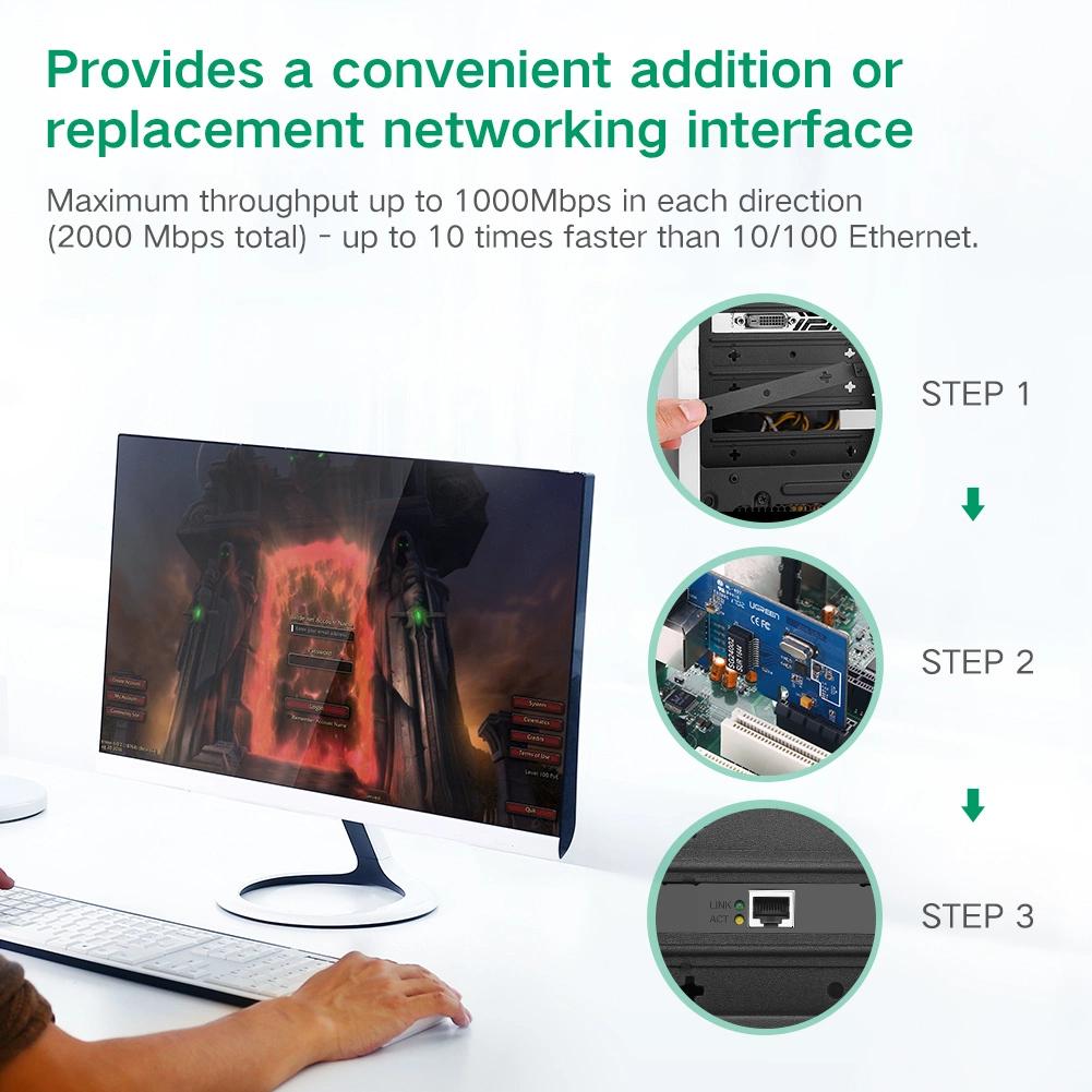 Ugreen Сетевая карта Us230 Gigabit 10/100/1000 Мбит/с Pci-E — черная