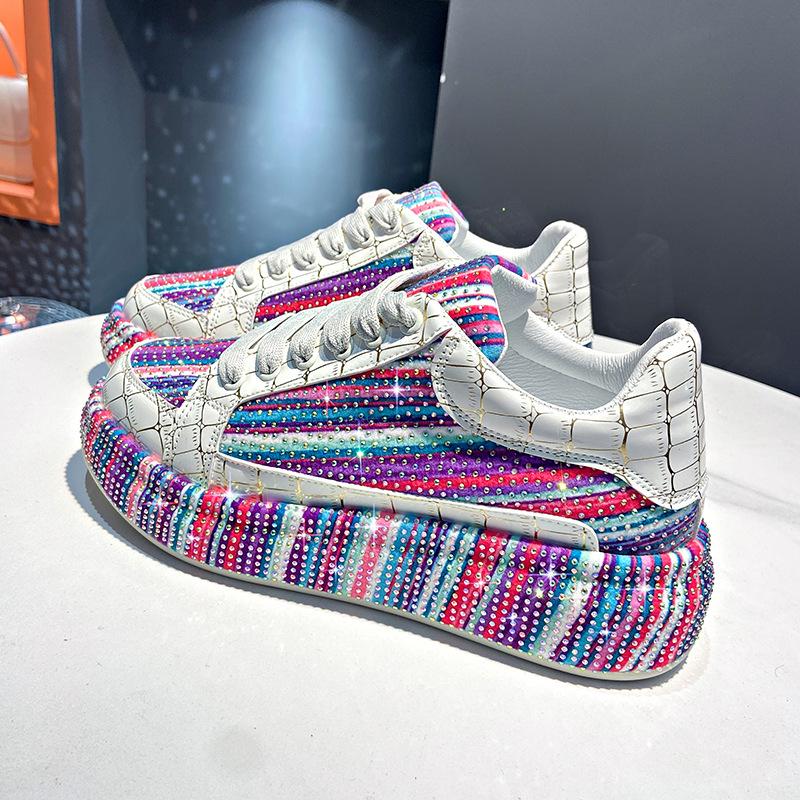 Красочные туфли для спорта со стразами «Звездное небо» для женщин, на толстой подошве, сетчатые, удобные, дышащие