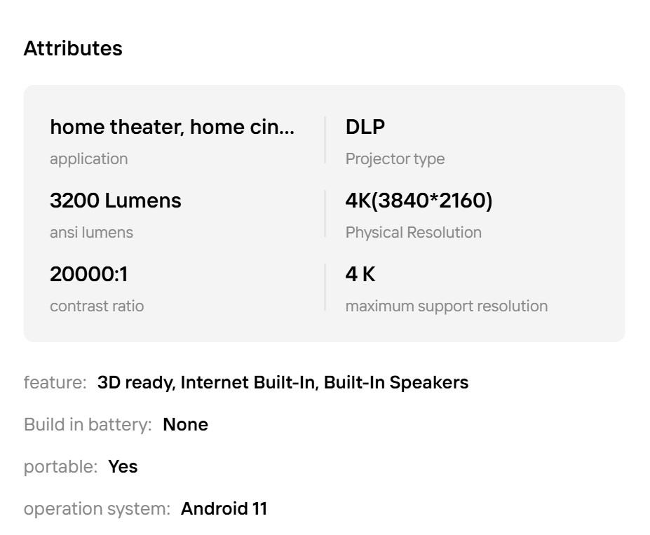 Vidda C3 Pro 4K Ultra HD 3D Built-In Optical Zoom Three-Color Laser Projector Connects Android Bedroom TVs Home Theater