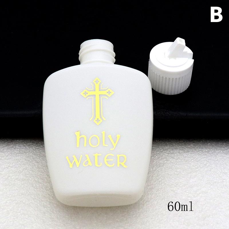 250/60/100Ml Refillable Holy Water Bottle Gold Cross Plastic Container With Screw Lid Christian Easter Party Church Supplies