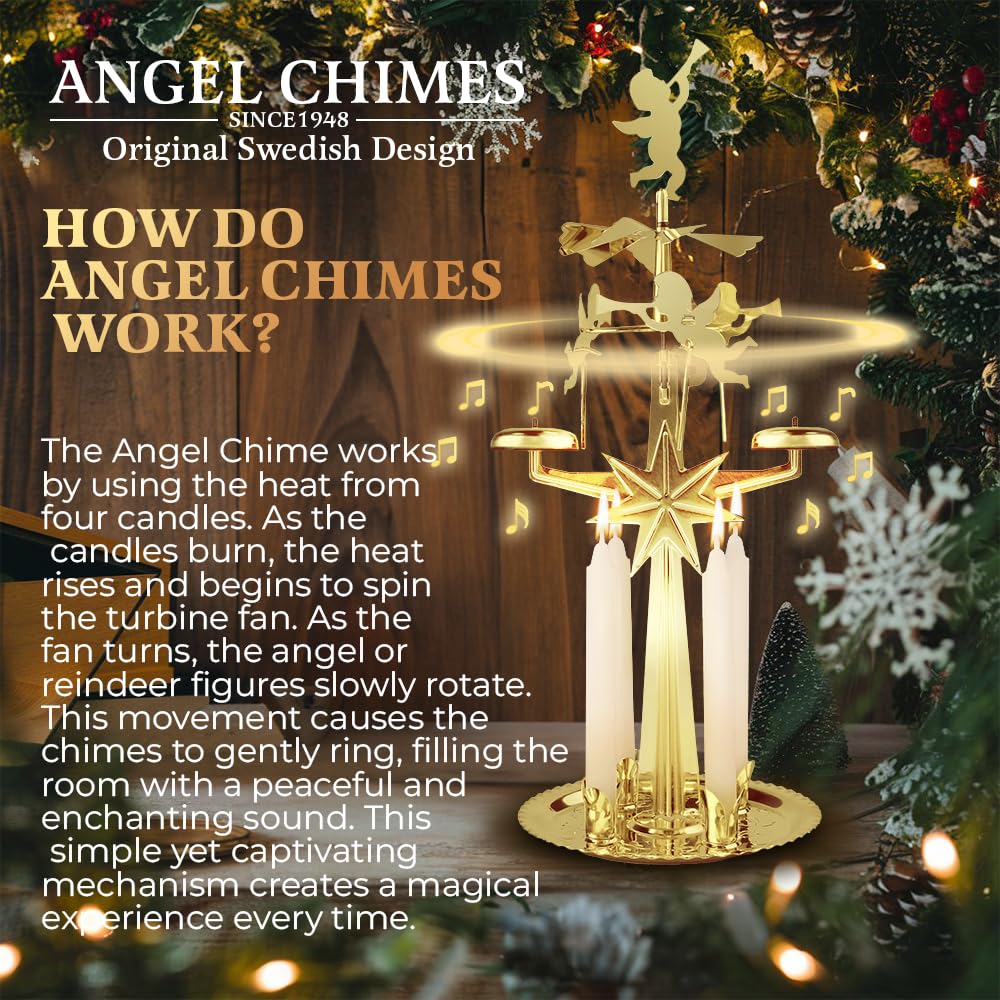 Angel Chimes Original Swedish Christmas Decoration With 4 Candles (Chime) - - -