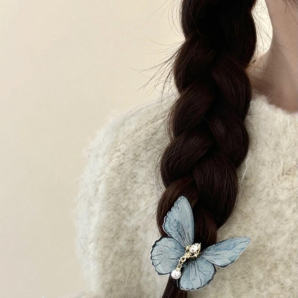 Год Супер Фея Ледяной Голубой Бабочка Кисточка Заколка Женская Мори Девушка Челка Боковая Заколка Утконос Заколка Заколка
