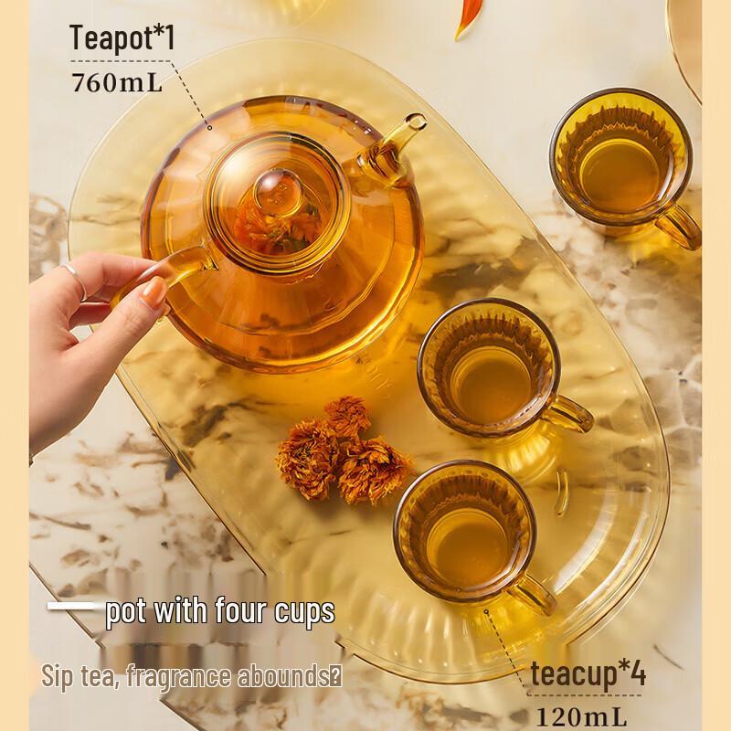 Corning Heat-Resistant Glass Teapot & Cup Set