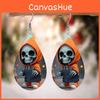Themed Hooded Halloween Jacket Skull Pattern Droplet Shaped Acrylic Earrings