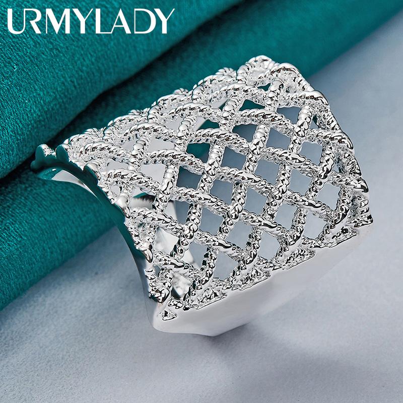 Сетчатое кольцо из стерлингового серебра 925 пробы 6, 7, 8, 9, 10 для женщин, очаровательные ювелирные изделия