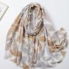 Hot Stamping Pear Flower with Rain Satin Cotton Printing Long Towel Factory Sales Travel Vacation Sunscreen Shawl
