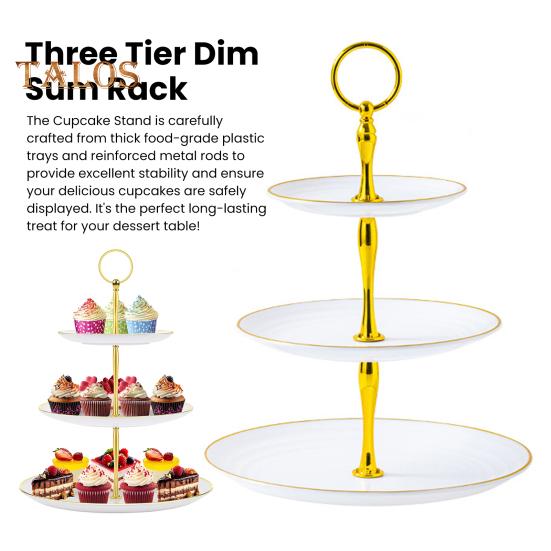 3-х уровневая подставка для кексов, чашка с золотыми краями, чашка для торта, десертная башня, пластиковый многоуровневый поднос, металлический стержень, украшение для детского душа, свадьбы, дня рождения