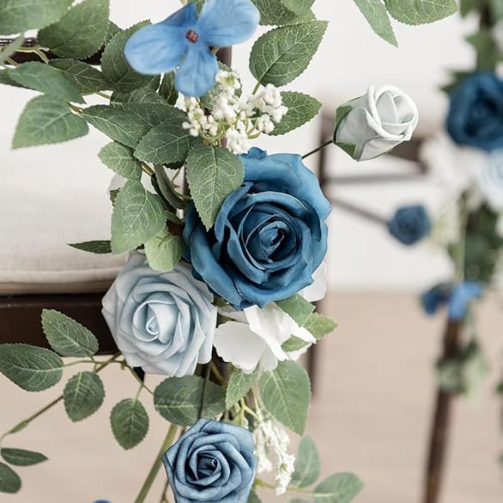 2 комплекта украшений для стульев на свадьбу, церковная скамья, искусственные цветы, зелень, гирлянды, скамья, церемония, прием, цветочный искусственный фон, роза, вечеринка на открытом воздухе