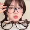 Стиль Y2k Миллениум Леопардовый Принт Бант Кошачьи Очки Винтажные Мультяшные Антисиний Свет Оправы Без Линз Модные Подарки для Девочек