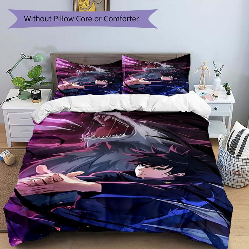 3pcs Duvet Cover Set (1*Duvet Cover + 2*Pillowcase, Without Core), Jujutsu Kaisen Print Bedding Set, Bedroom Decor, All‑Season, Birthday Gift