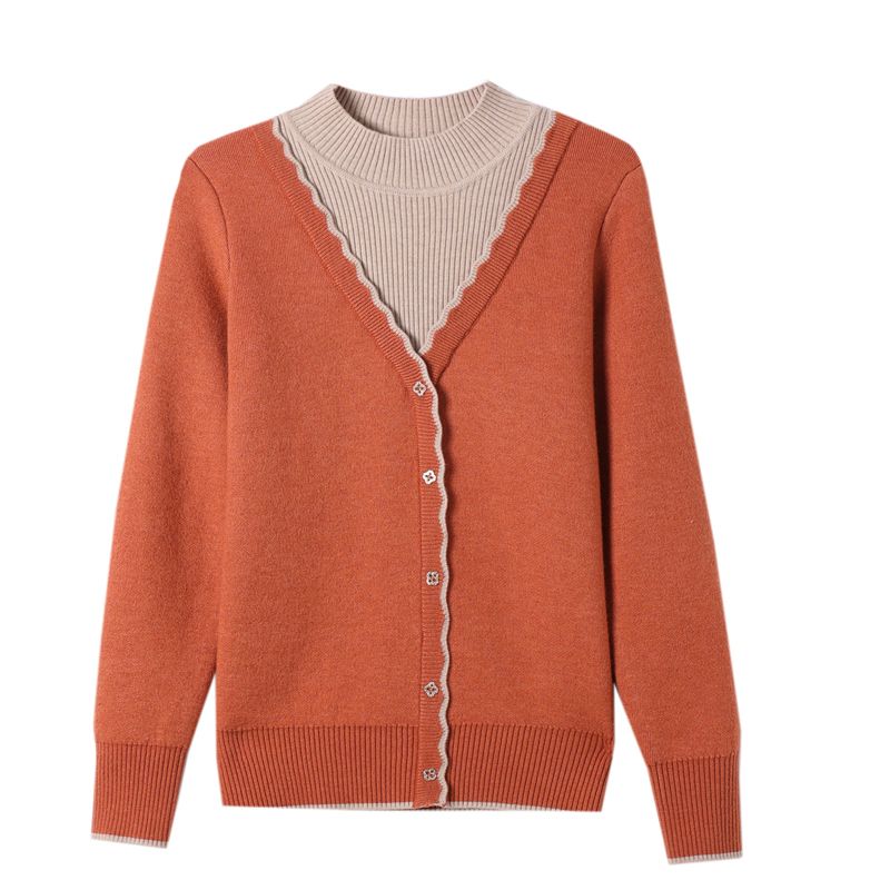 Женская одежда осень и зима толстый поддельный двухсекционный вязаный свитер модный вязаный свитер