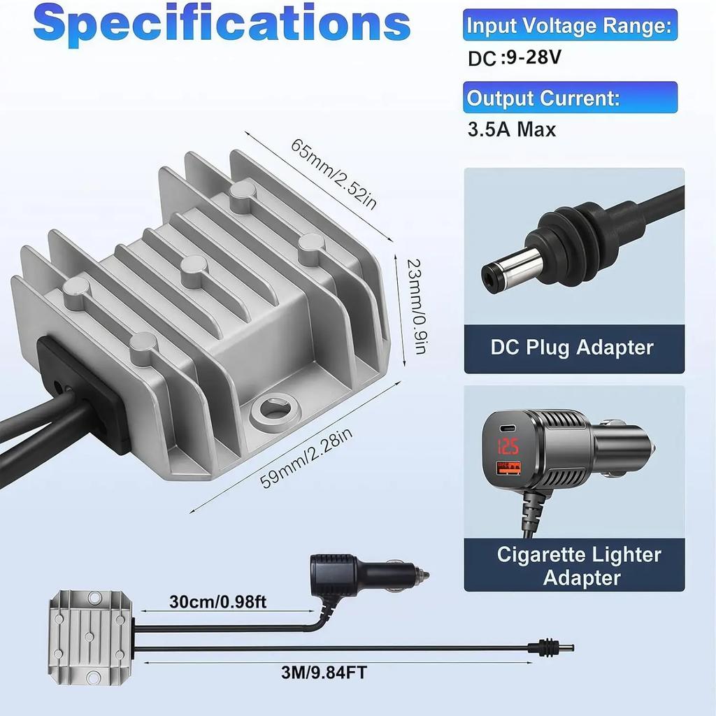 For Starlink Car Charger 12/24V Step Up To 30V 3.5A DC Power Cable with Digital Display Cigarette Lighter Adapte for Trucks RV