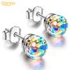 Women Faux Crystal Ball Design Ear Stud Earrings