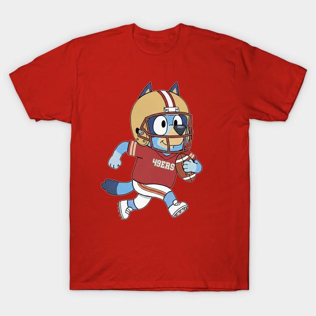 Мужская черная футболка с принтом San Francisco 49Ers Футболка 49Ers Bluey Футболка Игровой День Фан-одежда M10152 Печать на трансферной бумаге без вырезания Хлопковая футболка