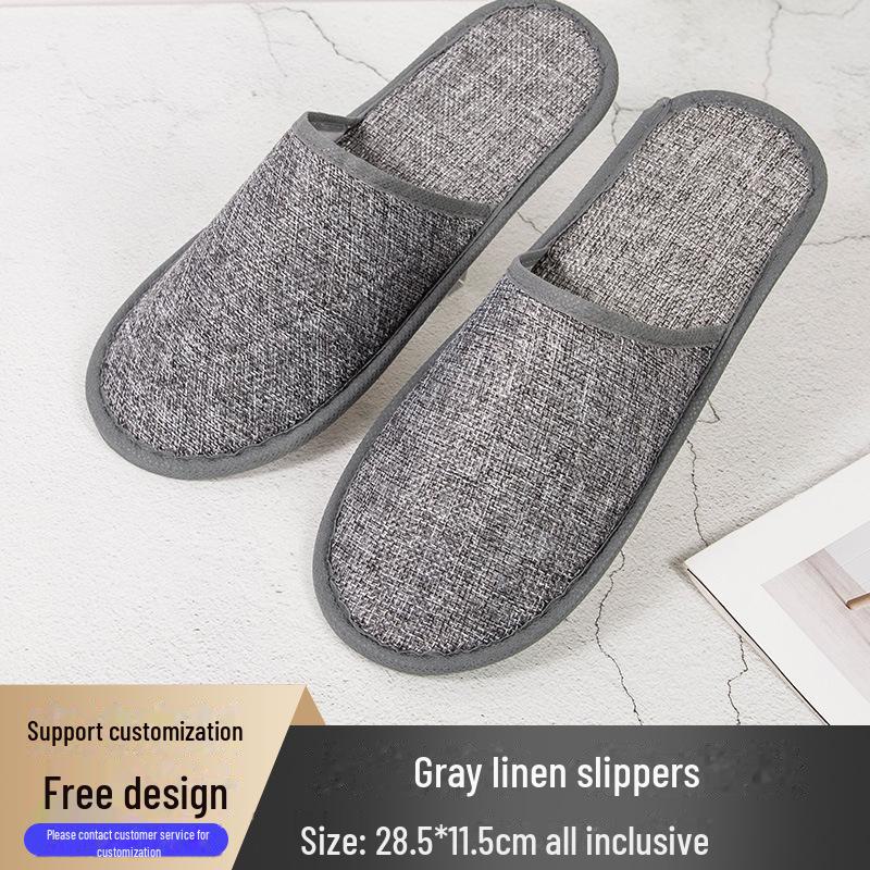 Четырехсезонные нескользящие тапочки из хлопка и льна для отелей и салонов красоты