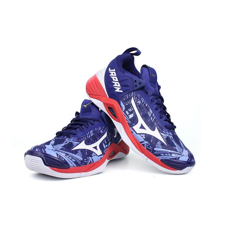 Mizuno Кроссовки для тренировок с амортизацией Momentum, нескользящие, прочные, с низкой посадкой, унисекс, сине-красные V1GA191164