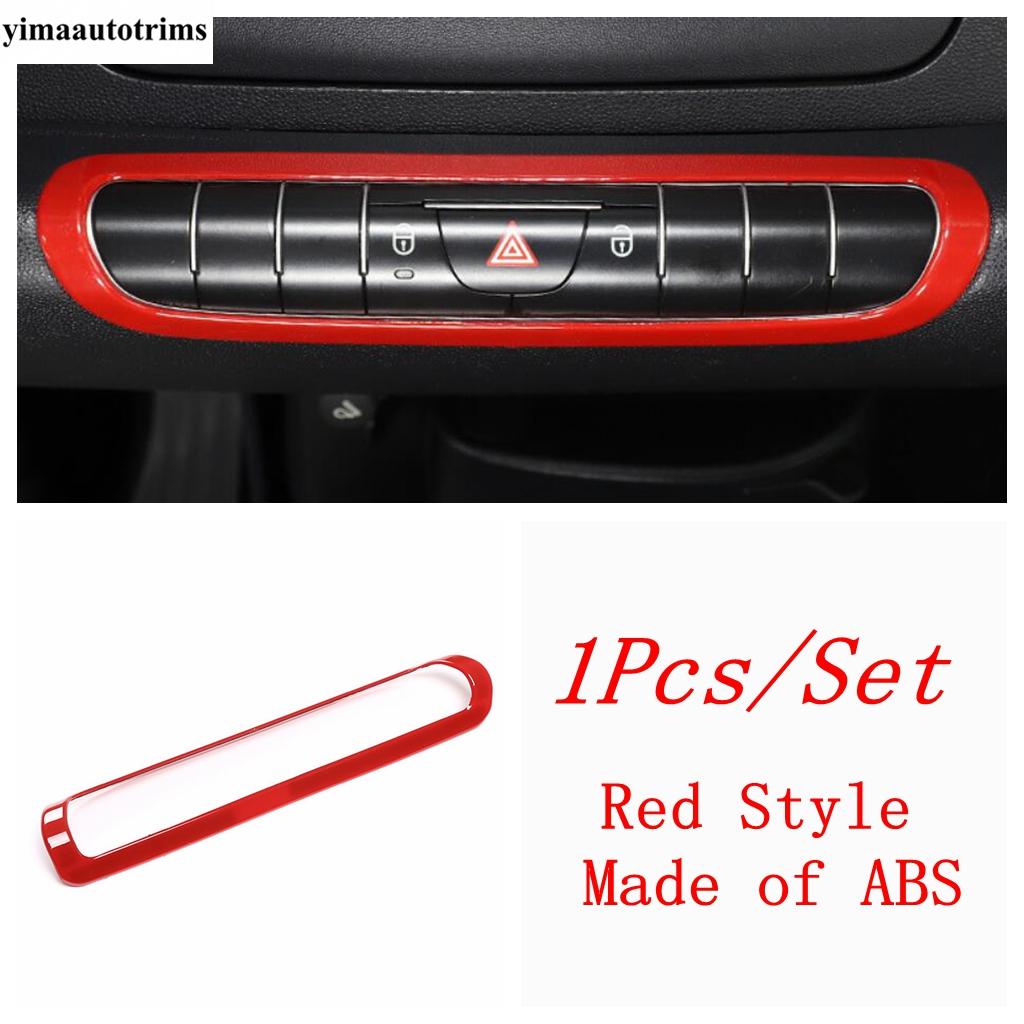 Red Hand Brake / Steering Wheel / Window Lift / Handle Bowl / Warning Lamp Cover Trim Accessories For Smart Fortwo 451 2009-2015