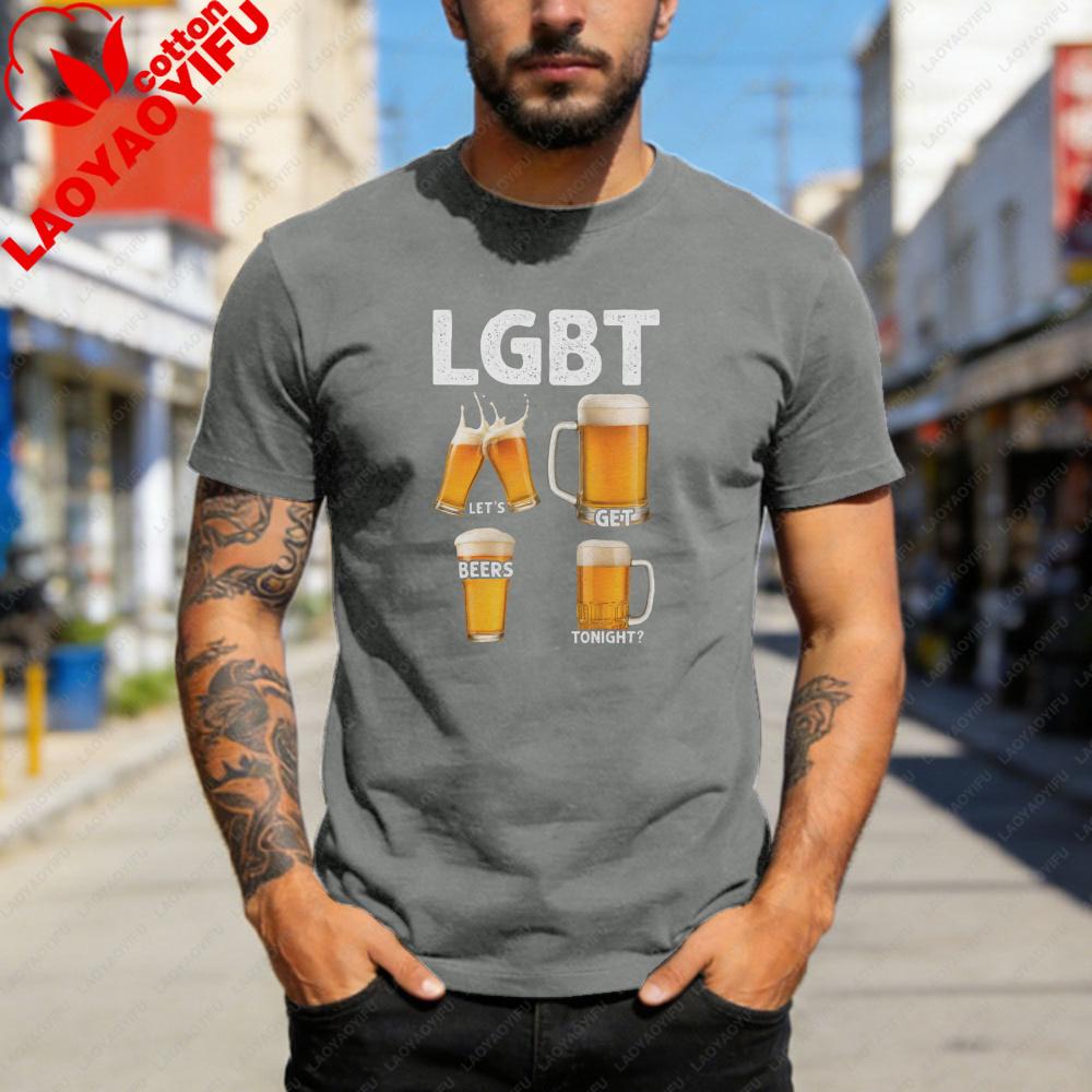 LGBT Beer Party Summer Casual Short Sleeve Unisex TShirt Cotton Fashion Top For Pride Celebration Gift Idea Unisex Wearable Art