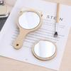 Маленькое портативное деревянное зеркало для макияжа, круглое косметическое зеркало, карманное зеркало