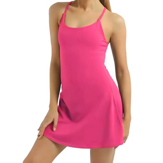 Женское теннисное платье без рукавов с шортами и карманами, на тонких бретельках, с вырезом-борцовкой, мини-платье, спортивные платья для гольфа, бега