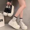 Little White Shoes Women's 2025 Spring and Summer New Casual Board Shoes Velcro Ugly Cute Big Head Shoes Cookie Sole Platform Single Shoes