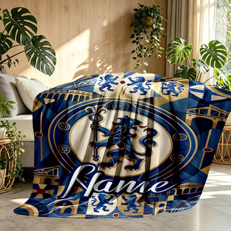 Custom Name Personalized Chelsea Football Club Print Blanket, Home Decor, Bedroom, Sofa, Camping, Couch, Gifts for Birthday Christmas