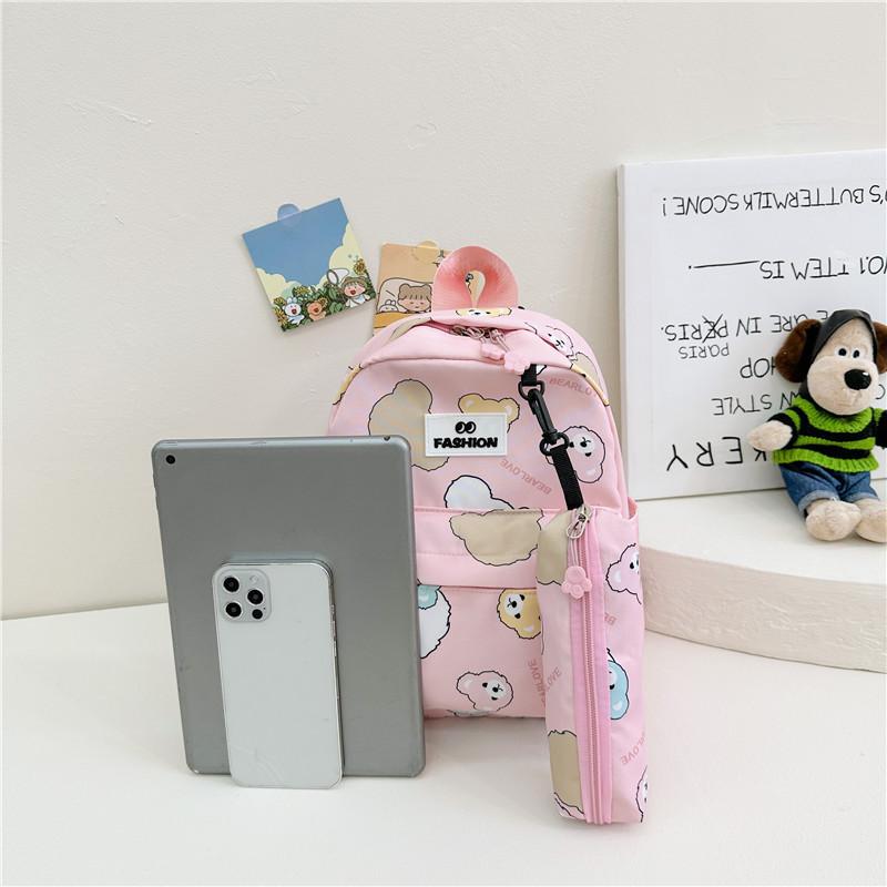 Cartoon Bear Polyester Kids Backpack With Lightweight Design For School