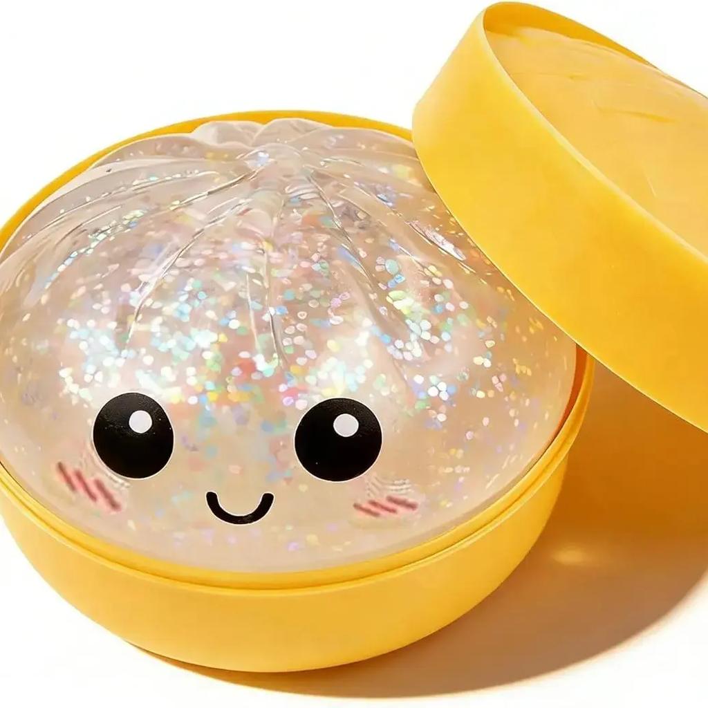 Гигантская блестящая пельмешка Squishy, Мега радужные пельмешки, Милая игрушка-антистресс с коробкой-пароваркой, Мягкое тесто для сжатия и снятия стресса для взрослых