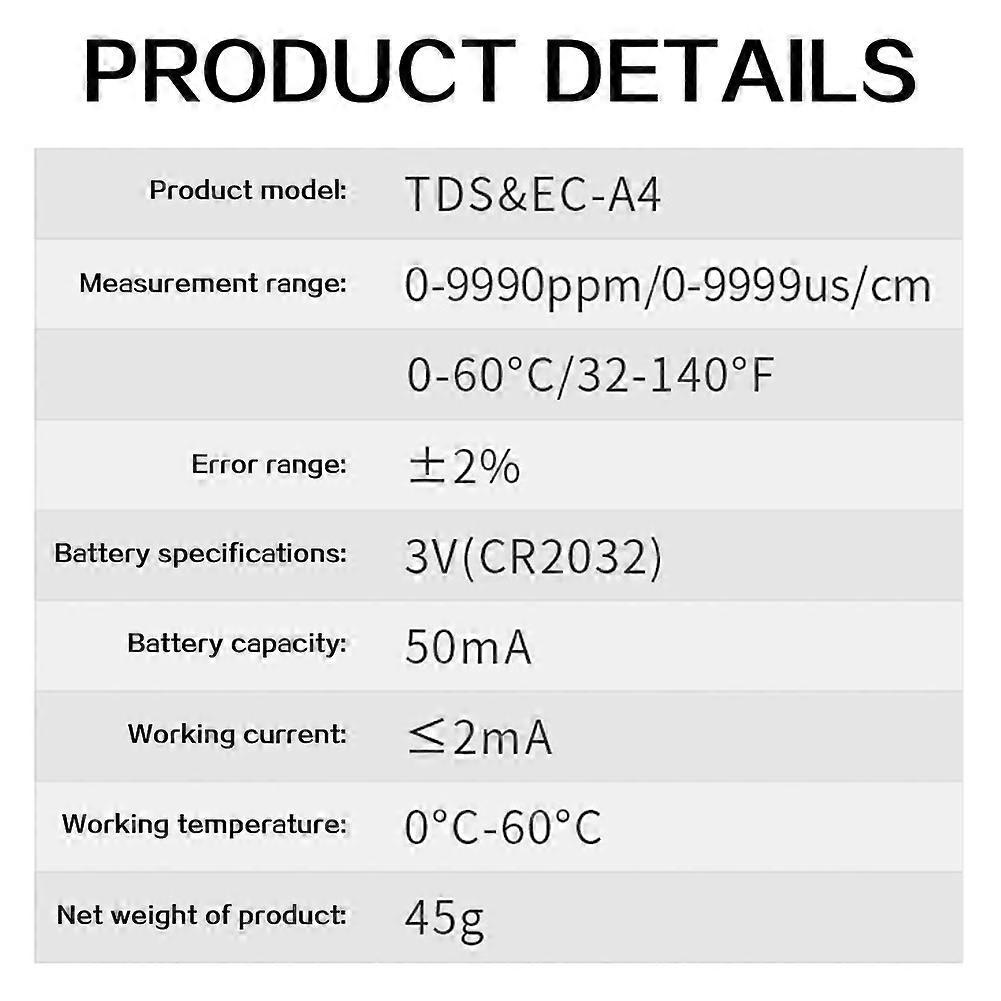 Drinking Water Quality Tester, 3-in-1 Lcd Screen Digital TDS EC Water Tester PPM Meter for Drinking Aquarium Pool