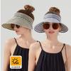 Anti-UV Stripe Empty Top Hat Foldable Sun Protection Cap Simple Sunscreen Hat  Outdoor