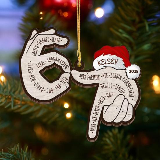 Шесть Семь Деревянное Украшение Смешной Подростковый Сленг Украшение на Рождественскую Елку Юмор 67 Мем Подарок для Подростков