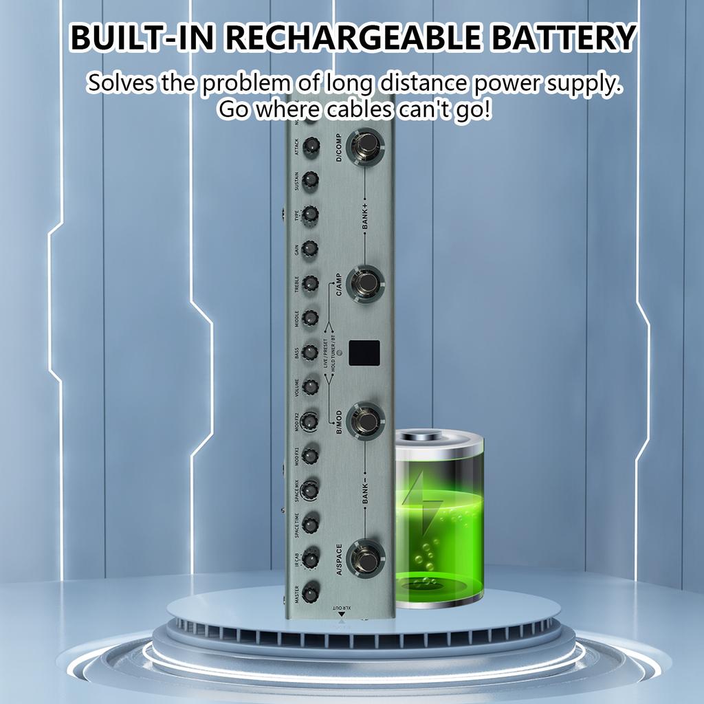 Педаль басовых мультиэффектов 3-полосный эквалайзер Сбалансированный выход XLR 3 задержки 3 реверберации Басовые эффекты